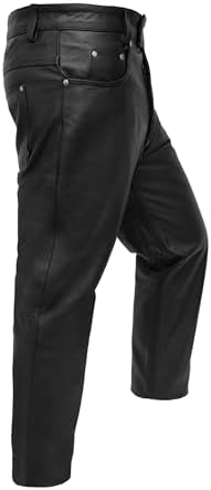 Touch&Torn Leather Pants Motorcycle Pants for Mens 30" to 44" Waist Jeans Style Pant with 5 Pockets Motorbike Pant for Biker