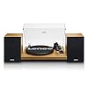 Lenco LS500 Tocadiscos estéreo HI-FI con altavoces – Bluetooth – Transmisión por correa – Plato metálico de 280 mm – Preamplificador y amplificador – Cabezal Audio Technica – Antideslizante – Madera