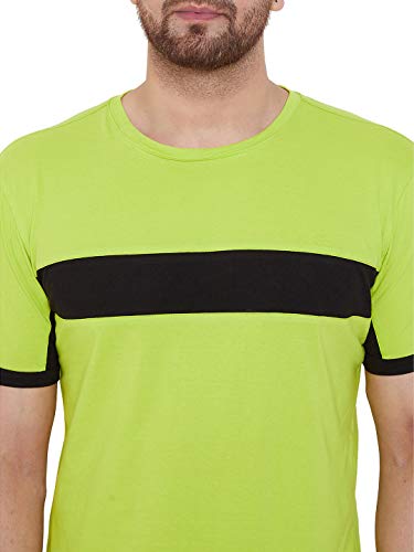 Image of GRITSTONES Half Sleeves Color Block Round Neck T-Shirt for Men -GSHSTSHT2550 P