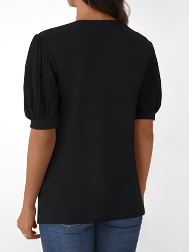 LILLUSORY Womens 2025 Summer Sweater Top Short Sleeve Blouses Dressy Casual Shirts Business Tops Cute Vacation Tunic4