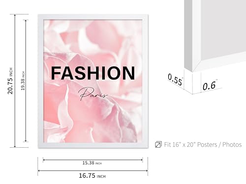 Image of Poster Master Fashion Poster - Paris Print - Pink Art - Trendy Art - Modern Art - Gift for Women & Fashionista - Luxury Haute Couture Decor for Living Room or Girl's Room, 16x20 White Framed