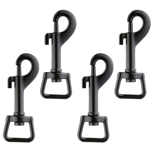 KSJEHW Mosquetón con Articulación Giratoria Aleación de Zinc 360 Grados girado para Correa de Perro Montañismo Llavero 66.7mm, Negro (4 Piezas)