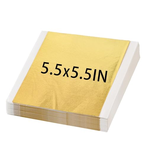 200Pcs Gold Leaf Sheets for Art Gold Foil Sheets for Crafts Art & DIY Projects Home Walls and Multi Artistic Decoration Imitation Gold Foil Sheets 5.5 x 5.5