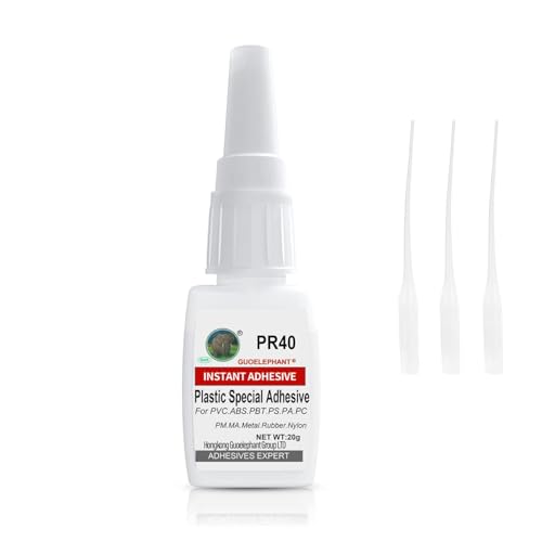Super Glue for Plastic, Instantly Strong Adhesive for Vinyl, Acrylic, Model, Miniature, PVC, ABS, PBT, PS, PA, PC, PM, MA, Nylon - Clear, Waterproof, Heat-Resistant
