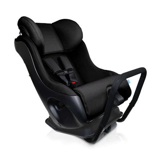 Clek Fllo Convertible Car Seat - Compact Design for 3-Across Seating, Extended Rear-Facing with Anti-Rebound Bar and Flame Retardant-Free (Railroad Ziip)