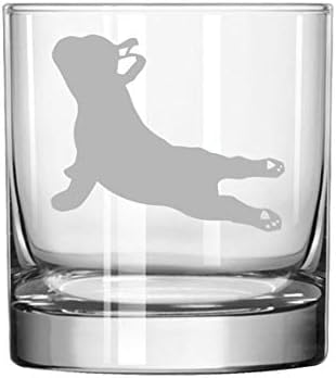 MIP Brand 11 oz Rocks Whisky Highball Vaso Bulldog Francés Yoga