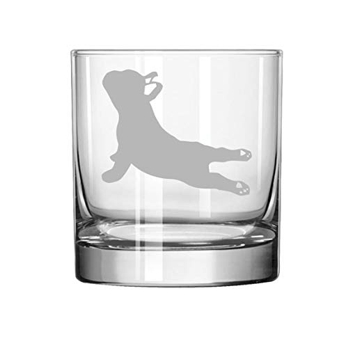 MIP Brand 11 oz Rocks Whiskey Highball Glass French Bulldog Yoga