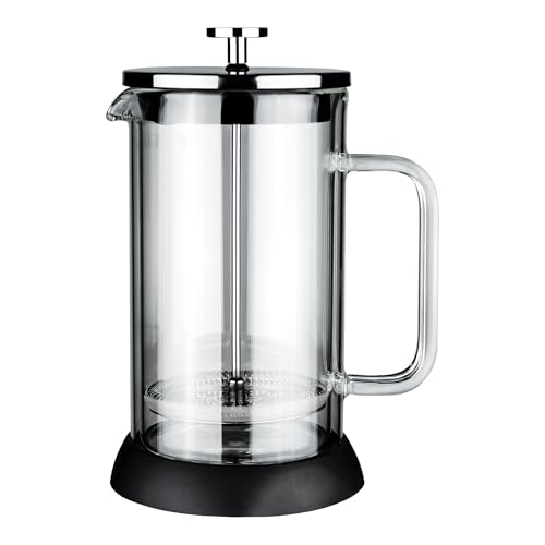 Café Olé Doppio Double Walled Glass Cafetiere, French Press, Silicone Non-Slip Base, 3 Espresso Cup/ 350ml, Black - Image 2