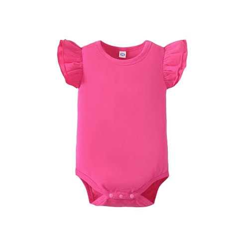 Image of LYSMuch Toddler Baby Girls T Shirt Ruffle Sleeveless Kids Cotton Tshirt Solid Color Blouse