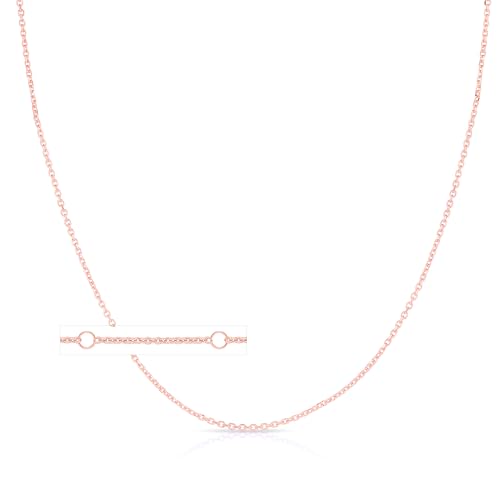 Floreo 14k Rose Gold Double Extendable Solid Diamond Cut Cable Chain Adjustable Necklace, 16