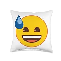 Official Emoji Sweat Laughing Yellow Smile Face Throw Pillow