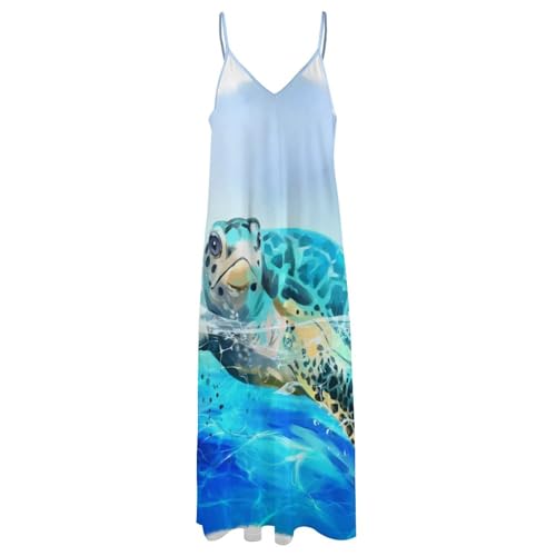 Robe longue bleu tortue légère anti-transpiration pour la plage