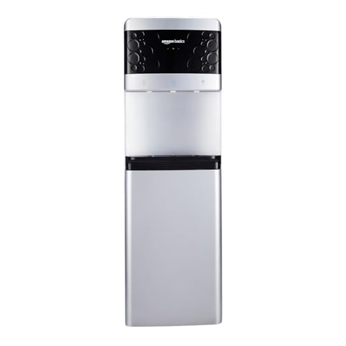 amazon basics Hot and Cold Floor Standing Water Dispenser, Top Loading, 20Litre Silver & Black Deco