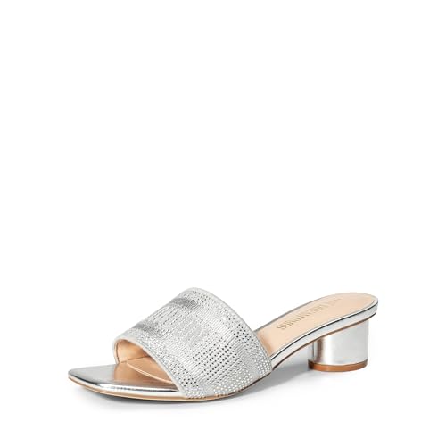 DREAM PAIRS Women's Square Open Toe Slip on Heels for women Low Block Chunky Heeled Sandals Slide Sandals Comfortable Casual Fashion Pumps Shoes