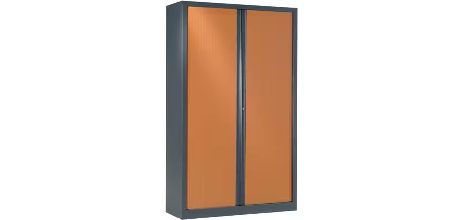 Générique Armoire Haute à Rideaux monoblocs Eco-conçues 198 x 120 cm Corps Anthracite (Merisier)