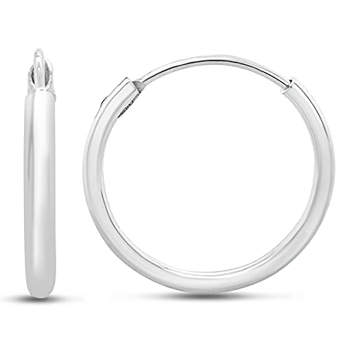 Sterling Silver Hoop Earrings For Women-Gold Hoop Earrings For Women Various Small Hoop Earrings and Large Hoop Earrings-Endless Hoop Earrings and Click Top Hoop Earrings (1 Inch Click Top, Sterling Silver)