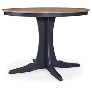 Signature Design by Ashley Landocken Casual Dining Table with Pedestal Base, Light Brown & Blue