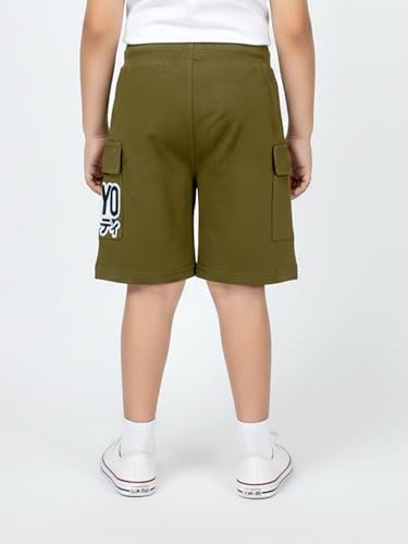 Image of KiddoPanti Boys 100% Cotton Knitted Above Knee Length Basic Cargo Shorts