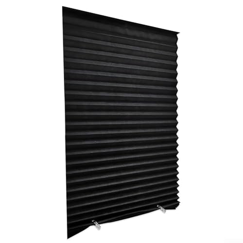 Feegow Persianas opacas cortadas a medida | Cortinas opacas plegables | Persianas autoadhesivas plisadas temporales | Persianas para ventanas, puertas de patio, cocina, baño, dormitorio (negro)