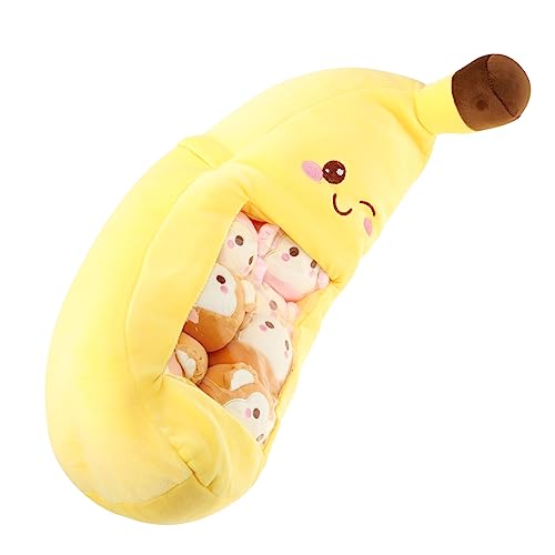Coussin peluche banane kawaii iplusmile avec mini figurines pour deco de fete
