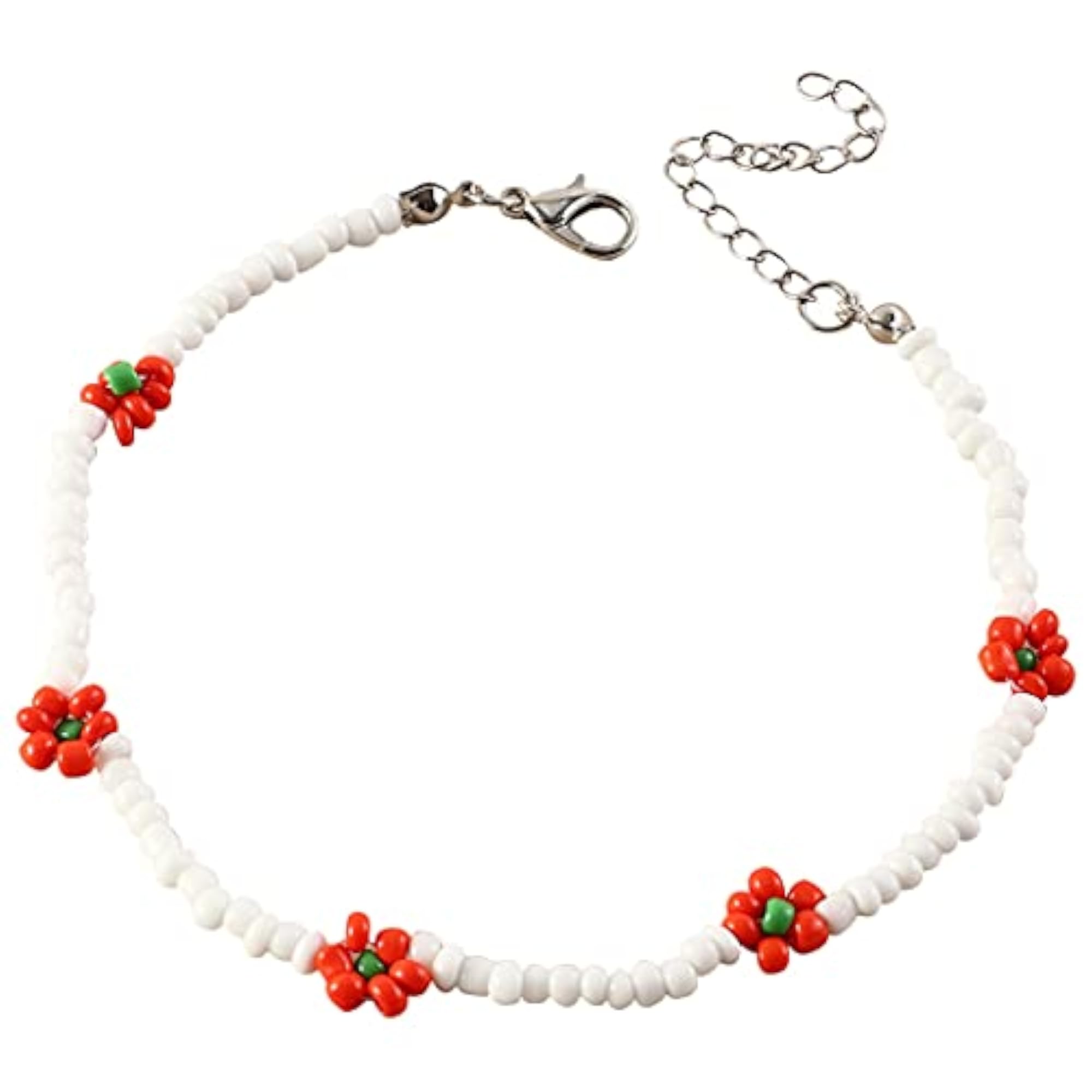 Women’s Decorative Boho Floral Adjustable Anklet, Handmade