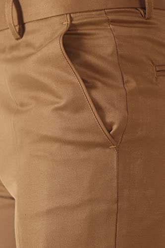 Image of MALENO Men's Slub Effect Solid Trouser | Classic Slim Fit Formal Trousers for Men | Slim Fit Trousers for Men