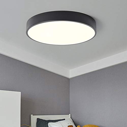 Moderne eenvoud dimbare LED plafondlamp ronde ultra dunne plafondlamp driekleurig licht 3000K 4500K 6000K acryl metaal lampenkap woonkamer slaapkamer restaurant studio zwart / ø 30cm