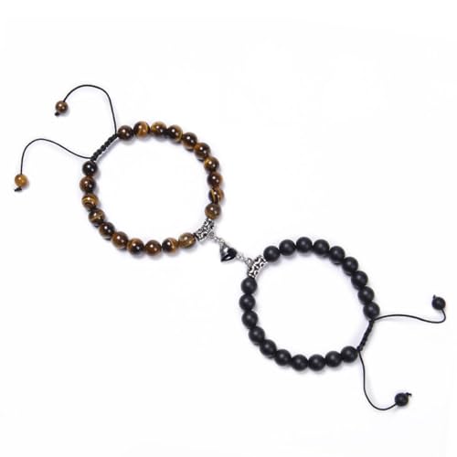 Bracelet couple en turquoise et cœur noir, le bijou mixte qui unit la distance