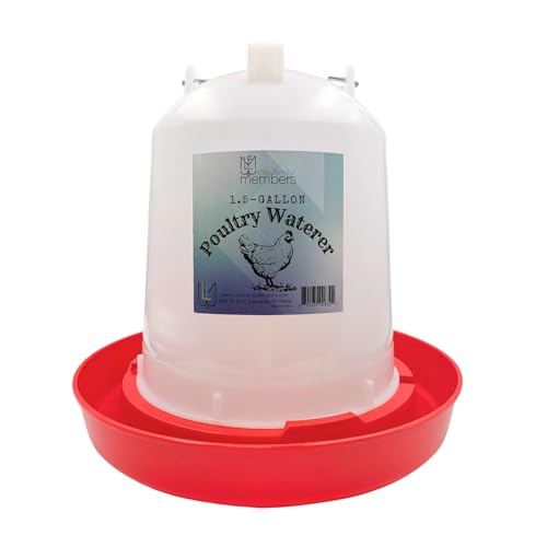 Little Family Members Chicken Waterer 1.5-Gallon Metal Handle Poultry Drinker | Large Capacity Poultry Waterer | for Chickens, Ducks, Baby Chicks, Chickens, Turkeys and More