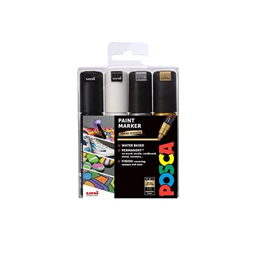 Posca 153544853 - Pack de 4 rotuladores de pintura al agua, multicolor