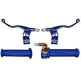 cyclingcolors Motorrad Lenkergriffe Set Moped Roller Gasgriff Brems-/Kupplungshebel Links Rechts – 22 mm Lenker – Rutschfeste Gummigriffe – Targa Design Fahrkomfort, blau