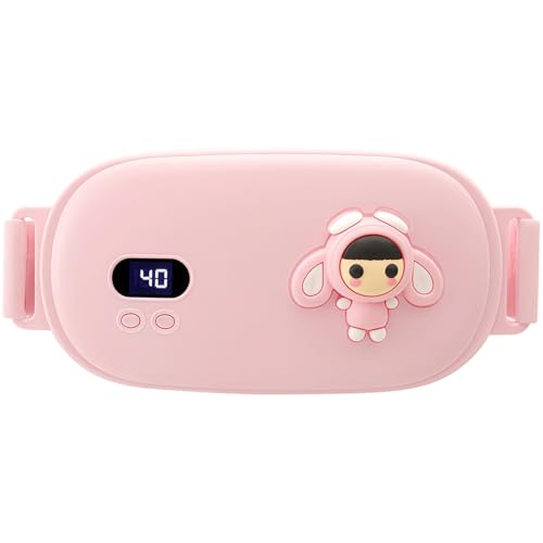 Almohadilla térmica menstrual, cinturón cálido recargable con masaje vibratorio, temperatura ajustable, rosa portátil, para molestias mensuales y comodidad de espalda