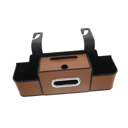 VINTORKY Multi Functional Storage Box with Tissue Holder Drink Cup Slots Stylish Space Saving Design for Optimal Car Interior Organization