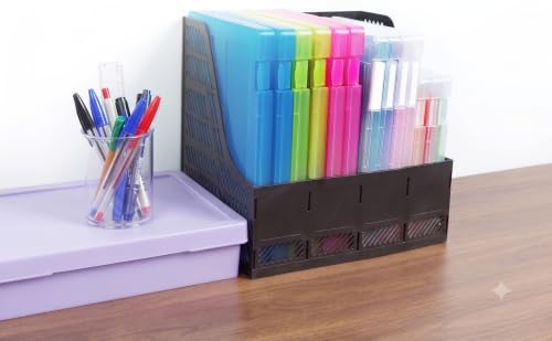 Image of 6 Packs A4 Paper Storage Boxes, 8.5 x 11 Plastic Portable Project Case for US letter Size and A4 paper, Plastic Multi-Purpose Thick Scrapbook Storage Box for Office (12.6 inchL x 9.5 inchW x 0.94 inchH)