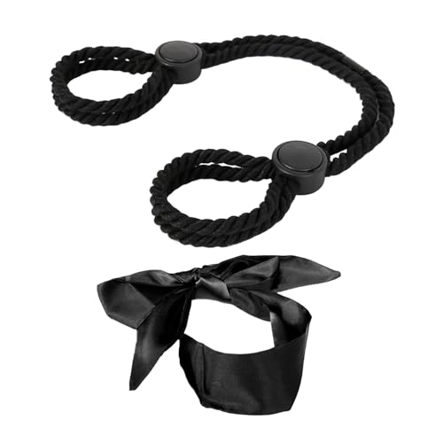 ATBUSS 1 Pezzo di Cotone Corda Manette E 1 Pezzo di Panno con Gli Occhi Bendati, Giochi di Ruolo Puntelli, Rifornimenti del Gioco del Partito, Adatto per Le attività del Partito A Tema.
