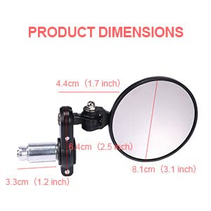 Hongpa Universal Motorcycle Mirrors - 3 Inch Round Folding Bar End Side Mirror Compatible With Honda, Scooter, Suzuki, Yamaha, Kawasaki #TOP4
