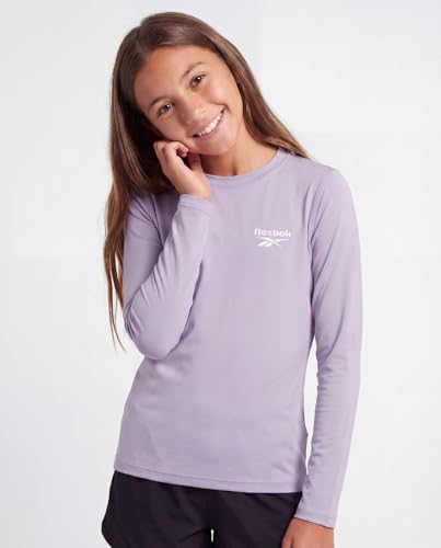 Image of Reebok 3 Pack: Girls' Long Sleeve Rashguard Swim Shirt, UPF Sun Protection Rasghguard Swimsuit for Kids Teens Tweens