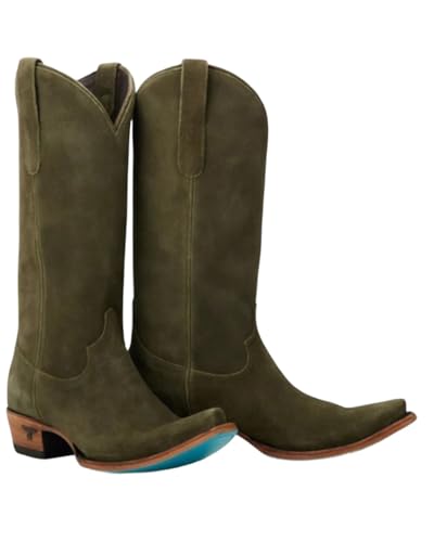 Lane Women's Emma Jane Suede Tall Western Boot Snip Toe - LB0563G 8 1/2 M US Olive