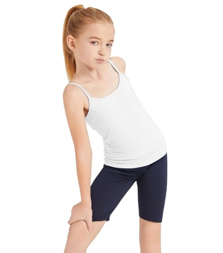 Image of Dreammonkey Girl's Full Sleeveless Camisole Tank Tops Kids Comfort Breathable Dance Tank Tops(Ages 2T-14Years)