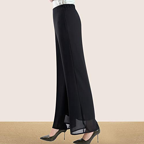 Double Plus Open Womens Chiffon High Waist Palazzo Dressy Pants Flare Elastic Waist Culottes Trousers Pant4