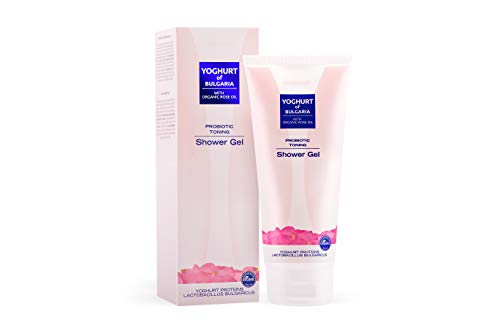Biofresh Gel de ducha tonificante probiótico con aceite de rosa orgánico, yogur de Bulgaria, 200 ml