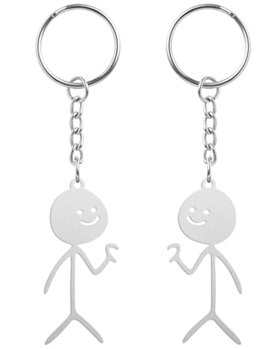 JUKOTA 2 peças porta-chaves com figura sorridente, ideal para casais, coração presentes originais e românticos para namorados e namorados, ideia de presente para homem no dia dos namorados ou