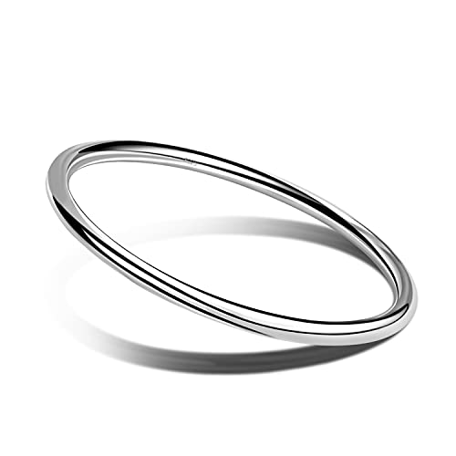 Fashion Smooth Moments Charm 925 Sterling Silver Bracelet Minimalist DIY Women 4MM Bangle Diameter 60-65 -68MM Gold Plated Jewelry Gift