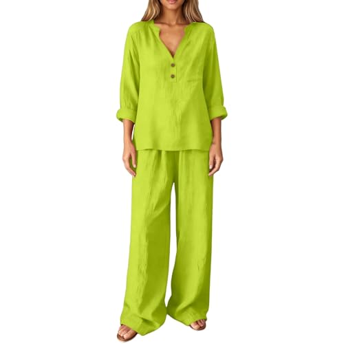 Combinaison d'été 2 pièces en mousseline avec t-shirt et pantalon large pour femme