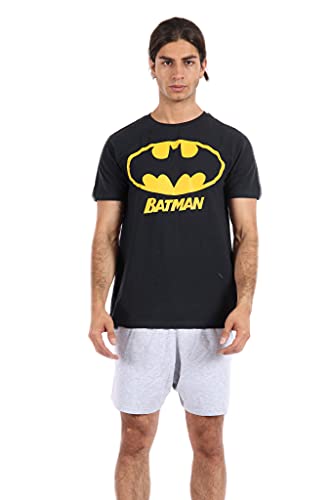 UC Mens Ex High Street Brand Cotton Batman Pyjama Set T Shirt Shorts Loungewear (Batman, L)