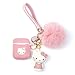 iFiLOVE Compatible with Airpods Case, Cute Cartoon Cat Soft Silione Shockproof Protective with Doll Plush Ball and Wristband Case Cover Skin for Apple Airpods 1 & 2 Charging Case
