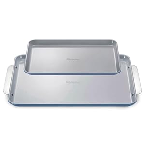 Caraway Non-Stick Ceramic Baking Sheet Duo – Naturally Slick Ceramic Coating – Non-Toxic, PTFE & PFOA Free – 18 x 13″ Large & 15 x 10″ Medium – Slate