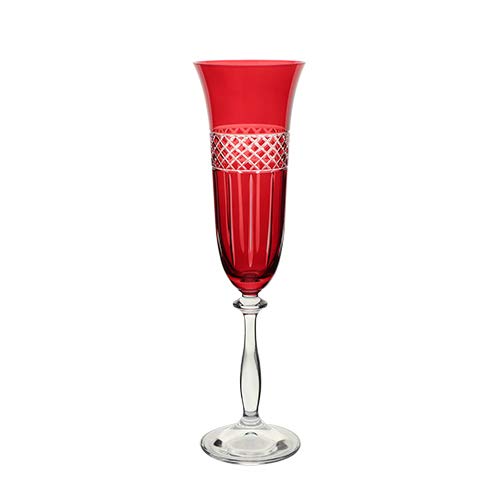 TAÇA CHAMPANHE ANGELA LAPIDADA CRISTAL ECOLOGICO VERMELHA 190ML 24CM