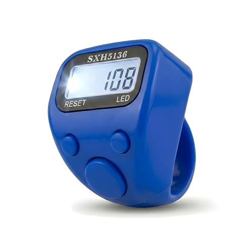 Image of Digital Finger Ring Counter, LCD Display with LED, Reset Function, Tally Counter (Pack of 1-Multicolour) (Blue)