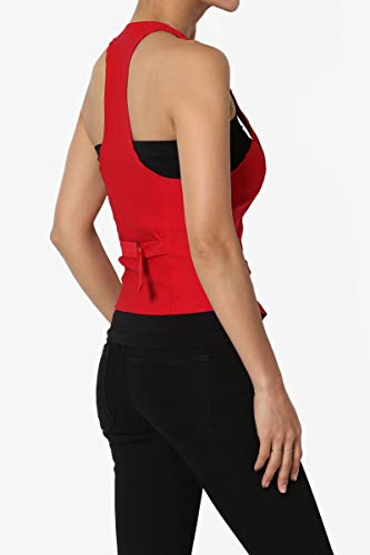 TheMogan Junior's Dressy Casual Racerback Slim Suit Vest Waistcoat Red 3XL4